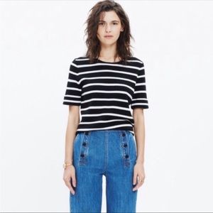 Madewell short sleeve crewneck striped sweater